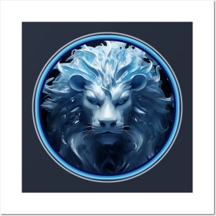 Blue 3D Lions Head Posters and Art